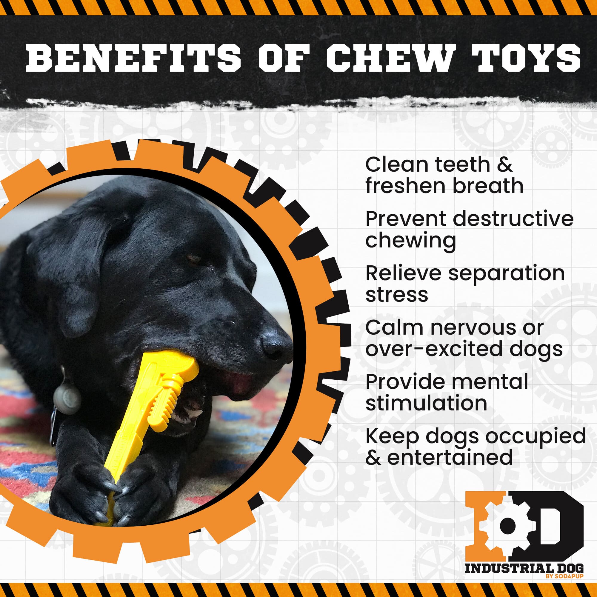 Pipe Wrench Nylon Dog Toy for Aggressive Chewers | USA Made | SodaPup Nylon Dog Toys - Lazy Paper Club