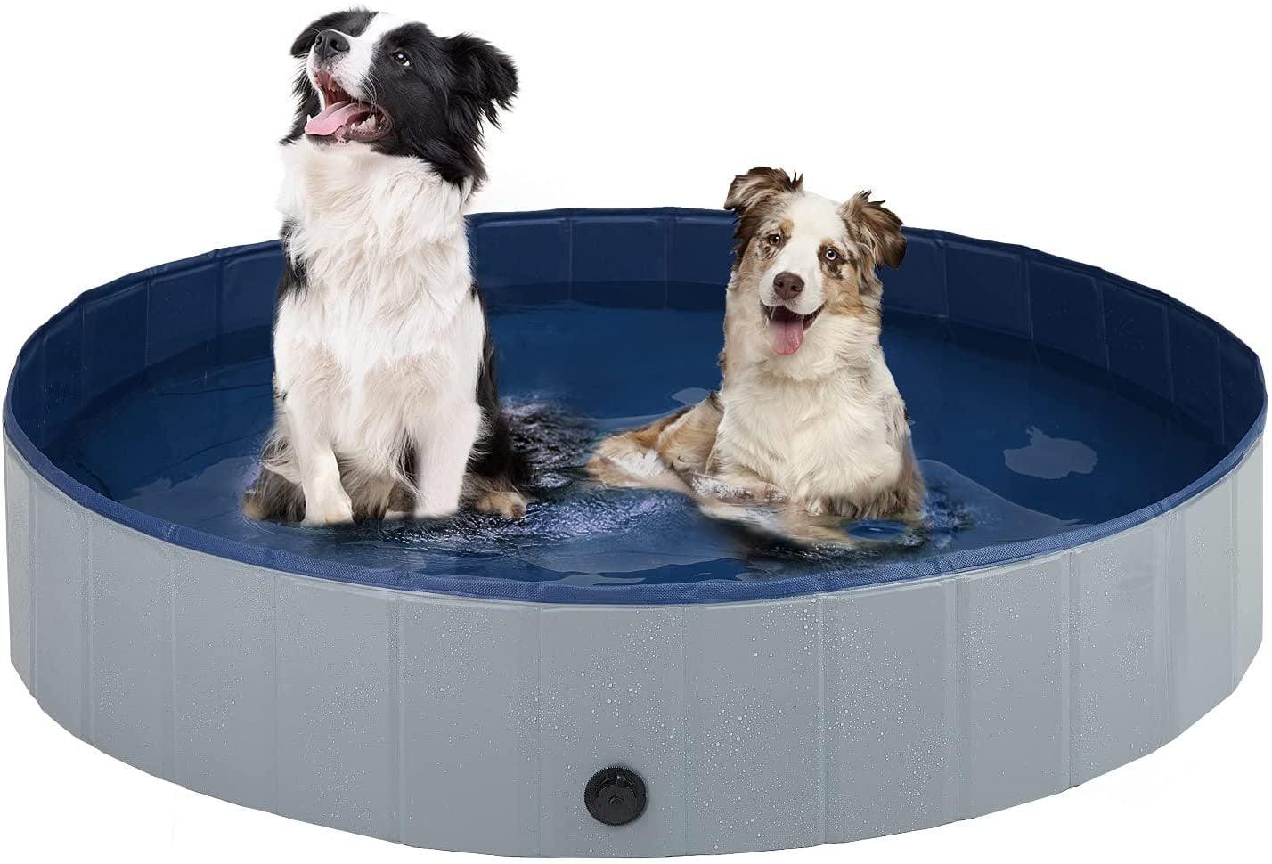 Portable Dog Swimming Pool Pet Bath Tub Foldable Leak-proof PVC Safe Pet Supplies with Drain Easy Clean Dog Accessories Foldable Dog Pool for Large Dogs Portable Plastic Hard Outdoor Swimming Pool Pet Bath Pool HM99WP664FRR - Lazy Paper Club