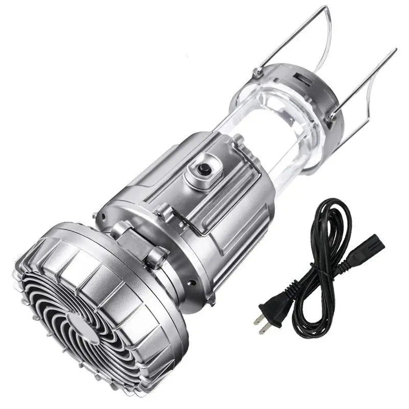 Portable Outdoor Solar LED Lights Waterproof Lantern with Fan - Lazy Paper Club