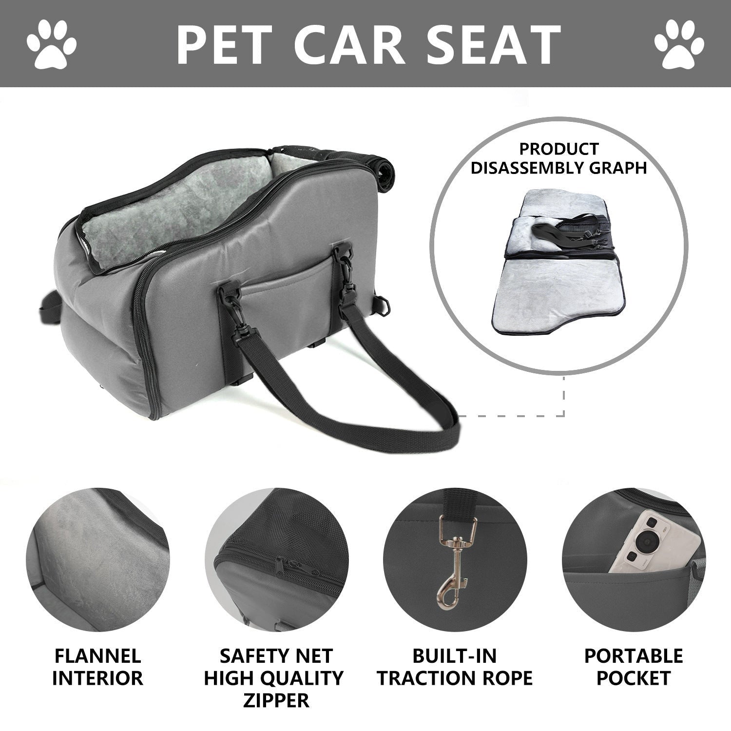 Portable pet bed for outings car travel - #Lazy Paper Club#