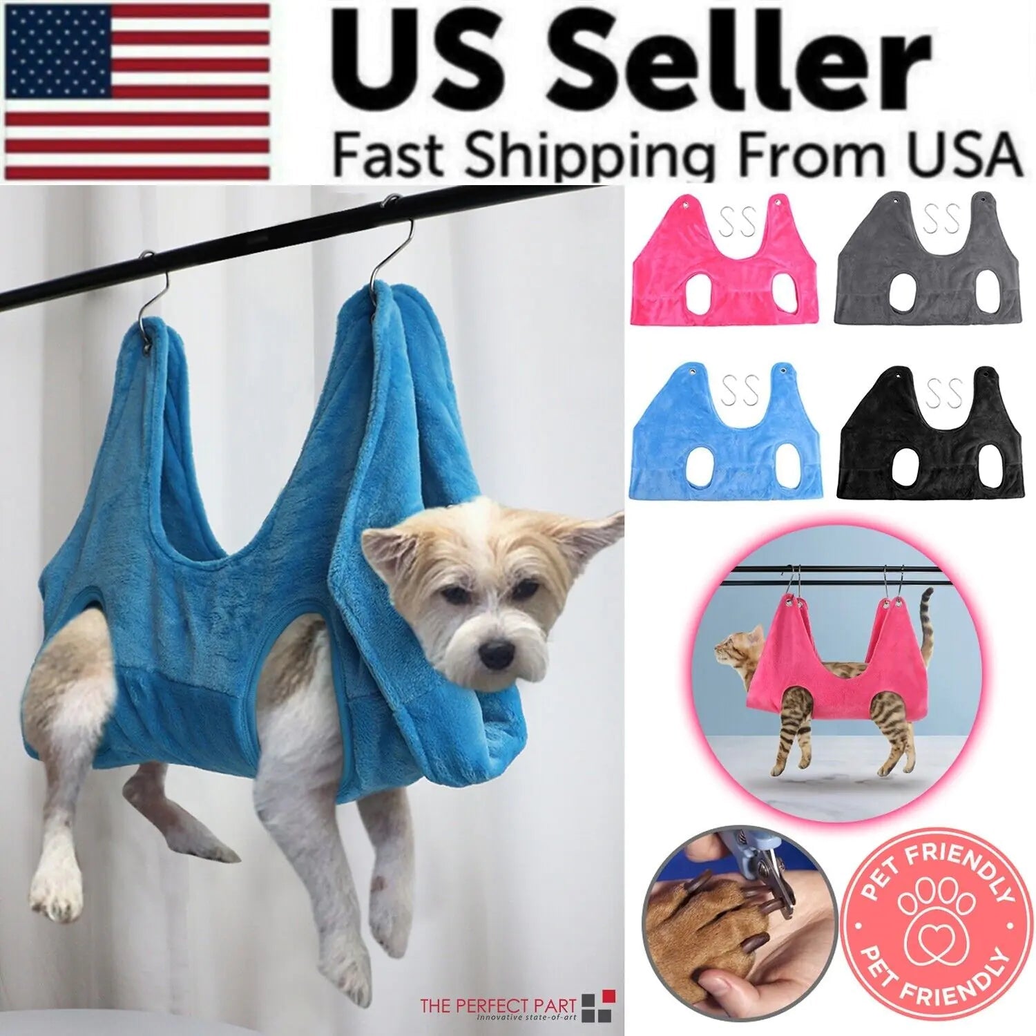 Portable Pet Dog Cat Grooming Hanging Hammock Harness Breathable Groom Helper US - Lazy Paper Club
