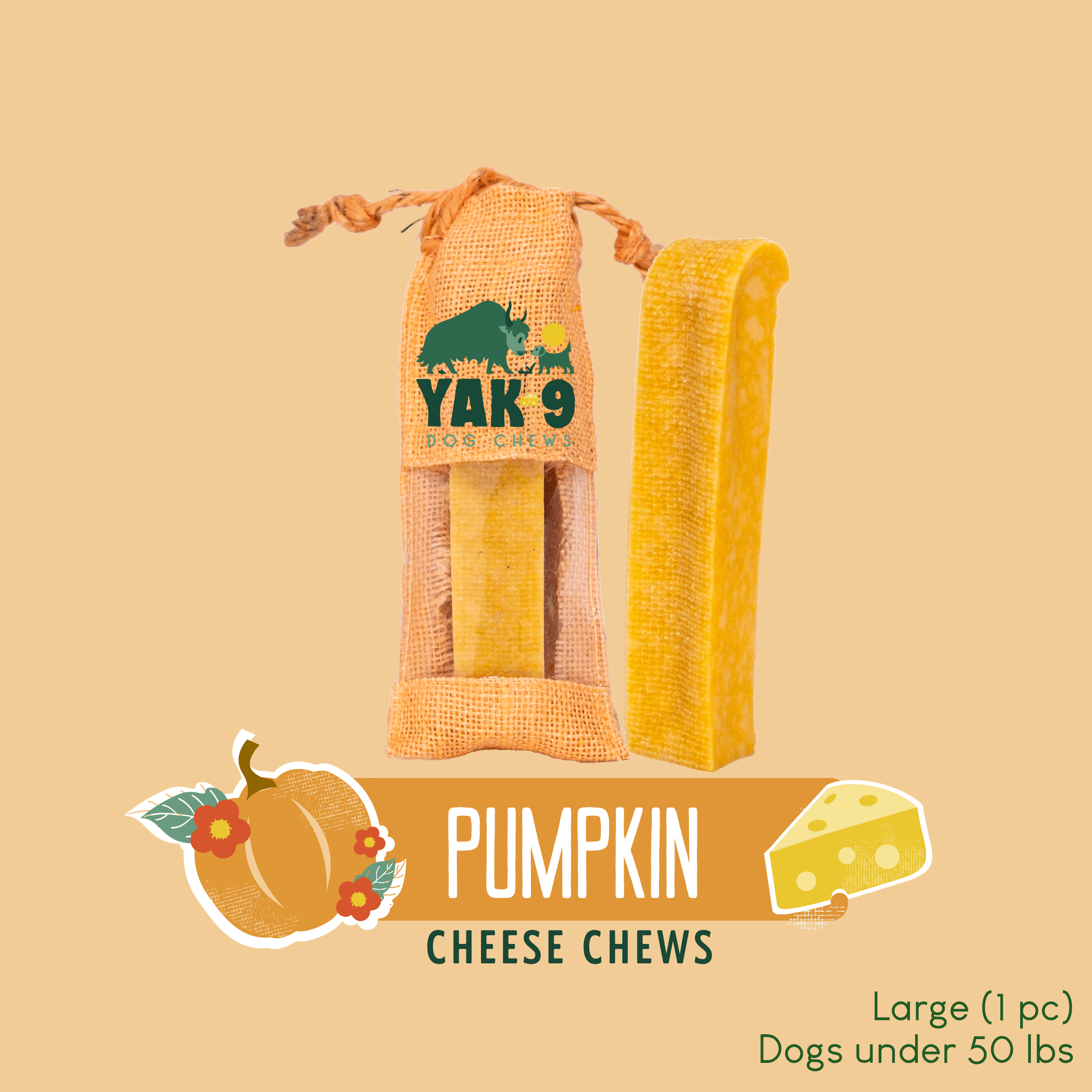 Pumpkin Yak Chews for Dogs PUMPKIN YAK CHEWS - Lazy Paper Club