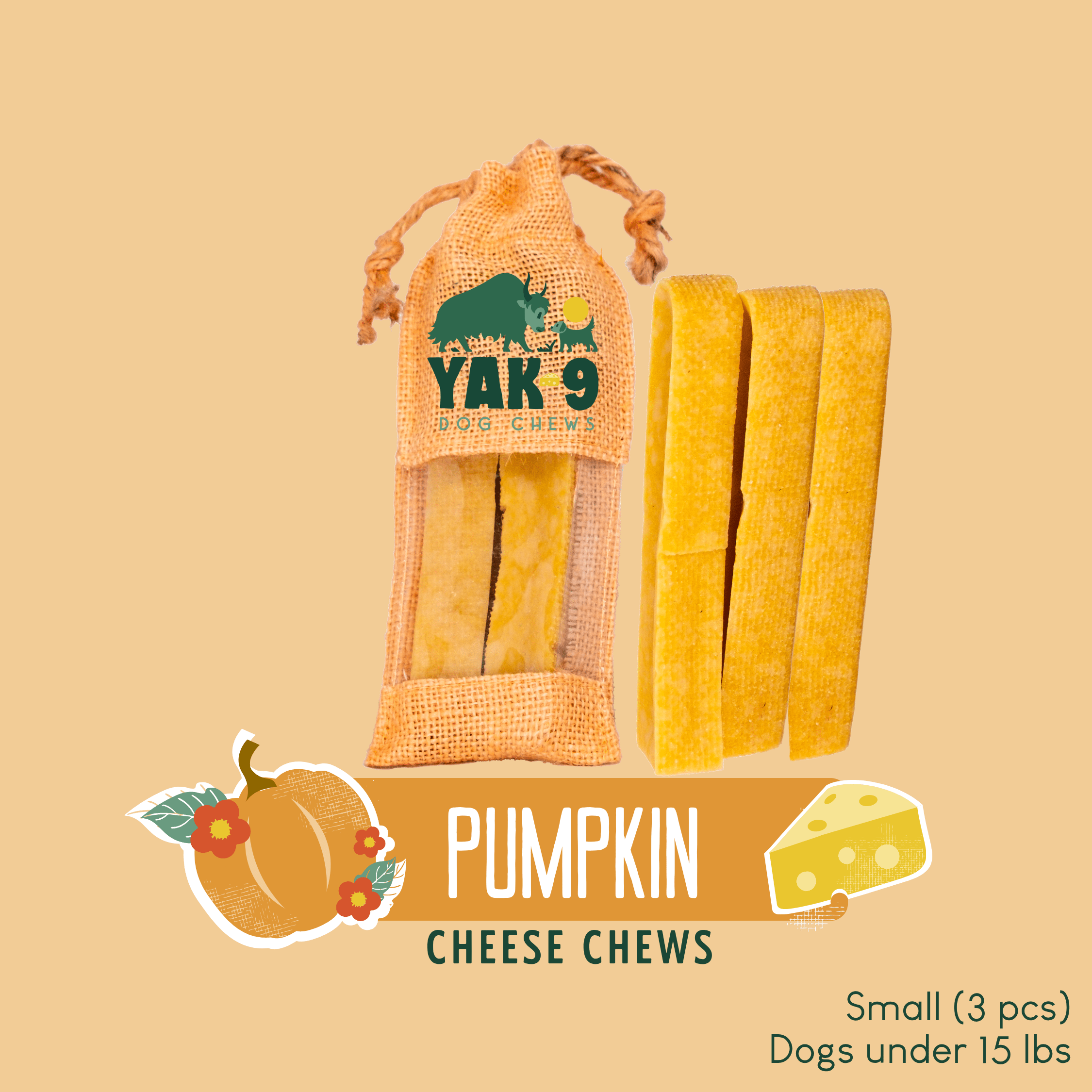 Pumpkin Yak Chews for Dogs PUMPKIN YAK CHEWS - Lazy Paper Club