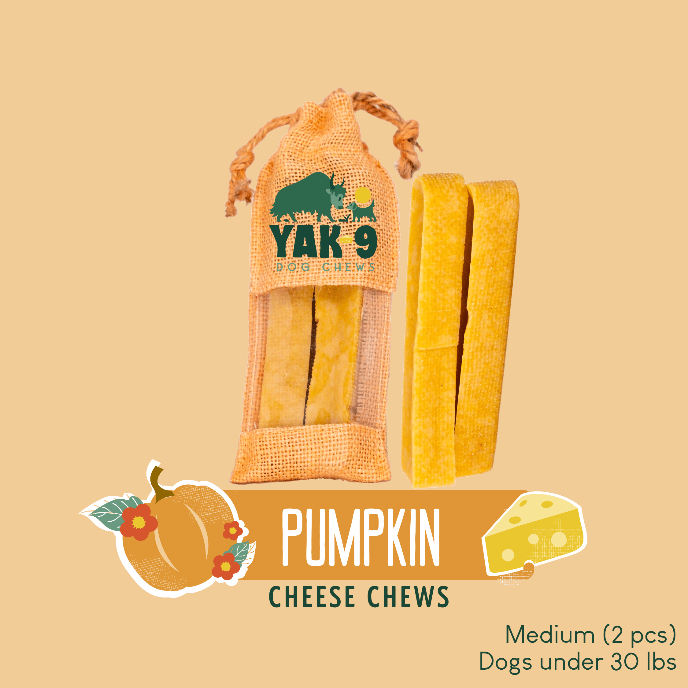 Pumpkin Yak Chews for Dogs PUMPKIN YAK CHEWS - Lazy Paper Club