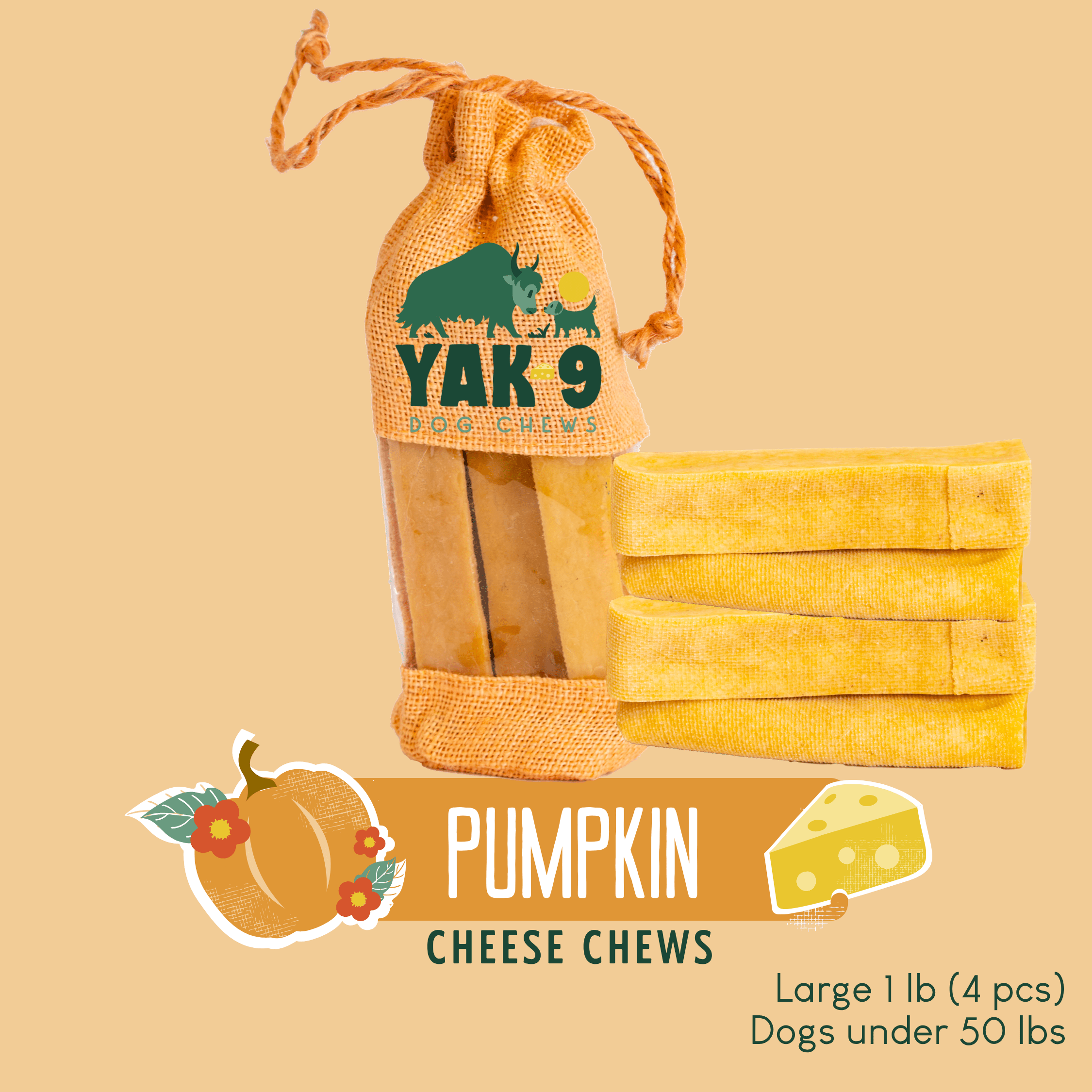 Pumpkin Yak Chews for Dogs PUMPKIN YAK CHEWS - Lazy Paper Club