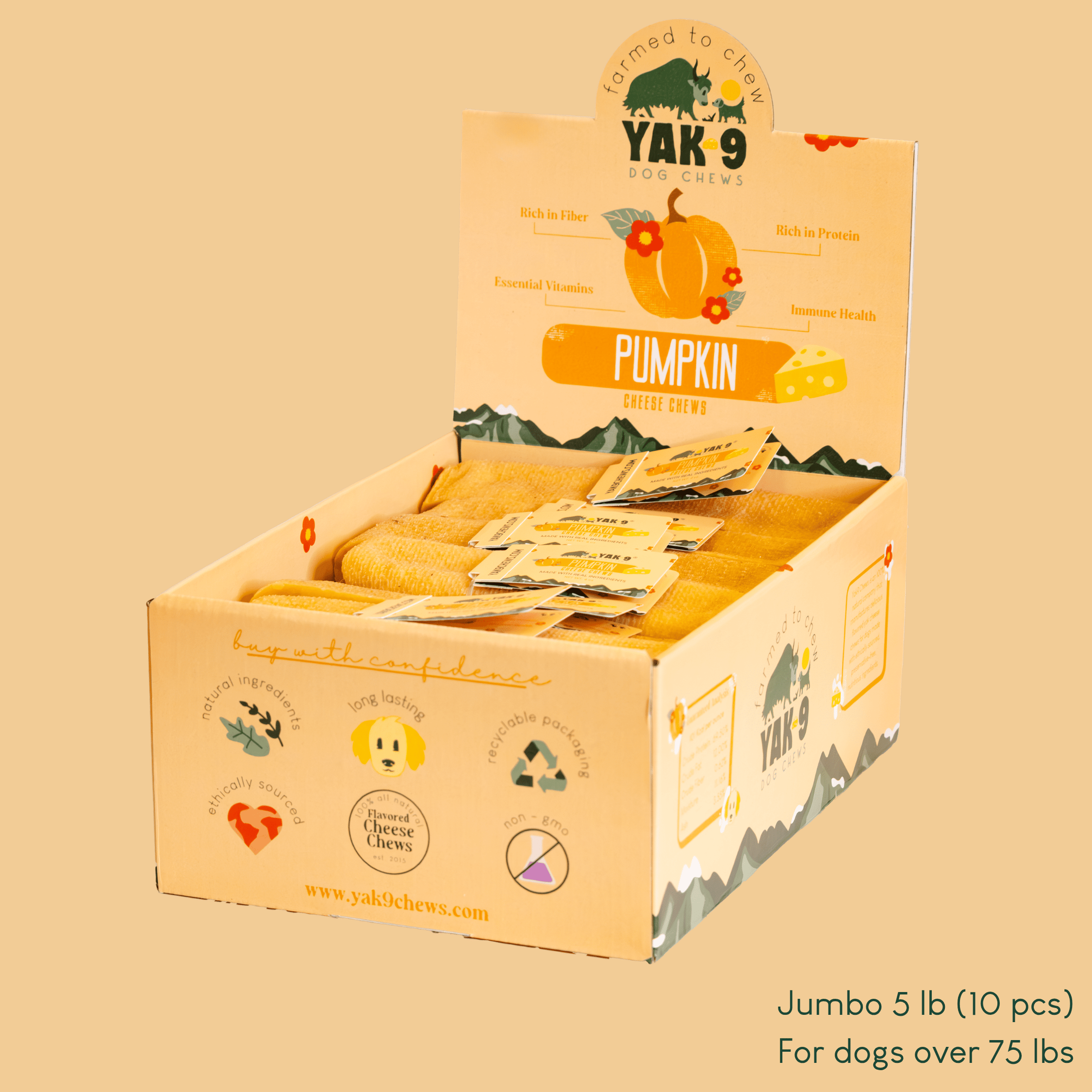 Pumpkin Yak Chews for Dogs PUMPKIN YAK CHEWS - Lazy Paper Club