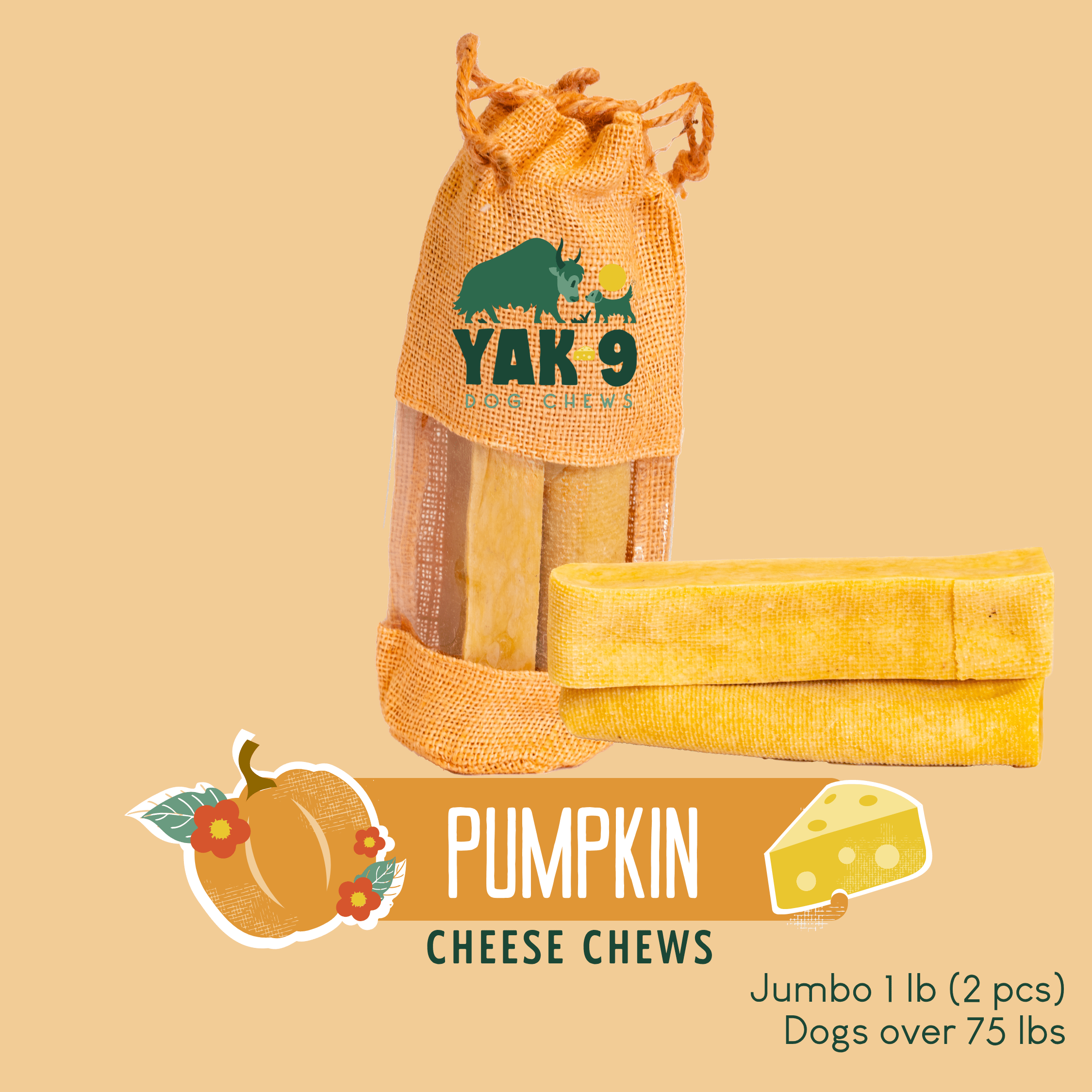 Pumpkin Yak Chews for Dogs PUMPKIN YAK CHEWS - Lazy Paper Club