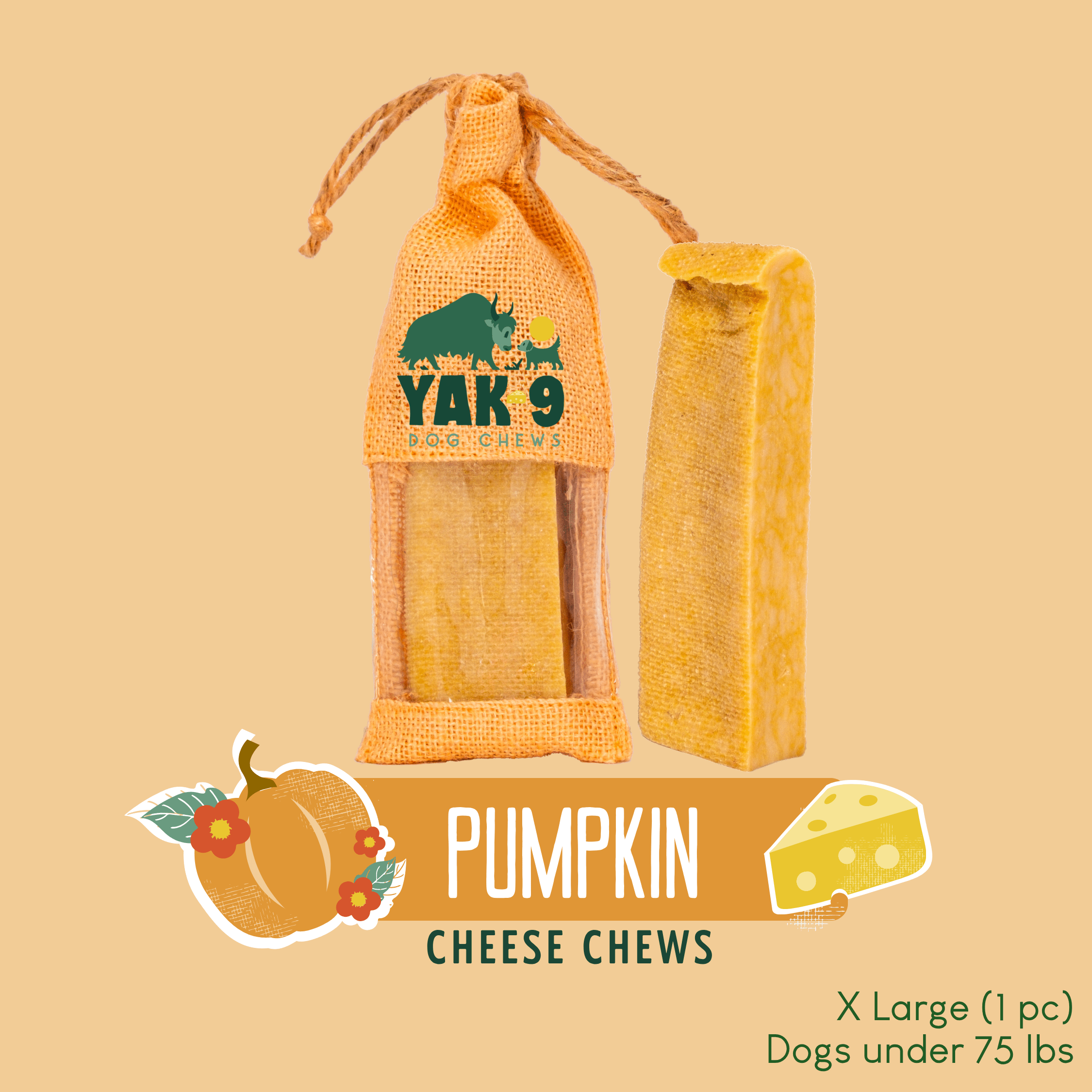 Pumpkin Yak Chews for Dogs PUMPKIN YAK CHEWS - Lazy Paper Club