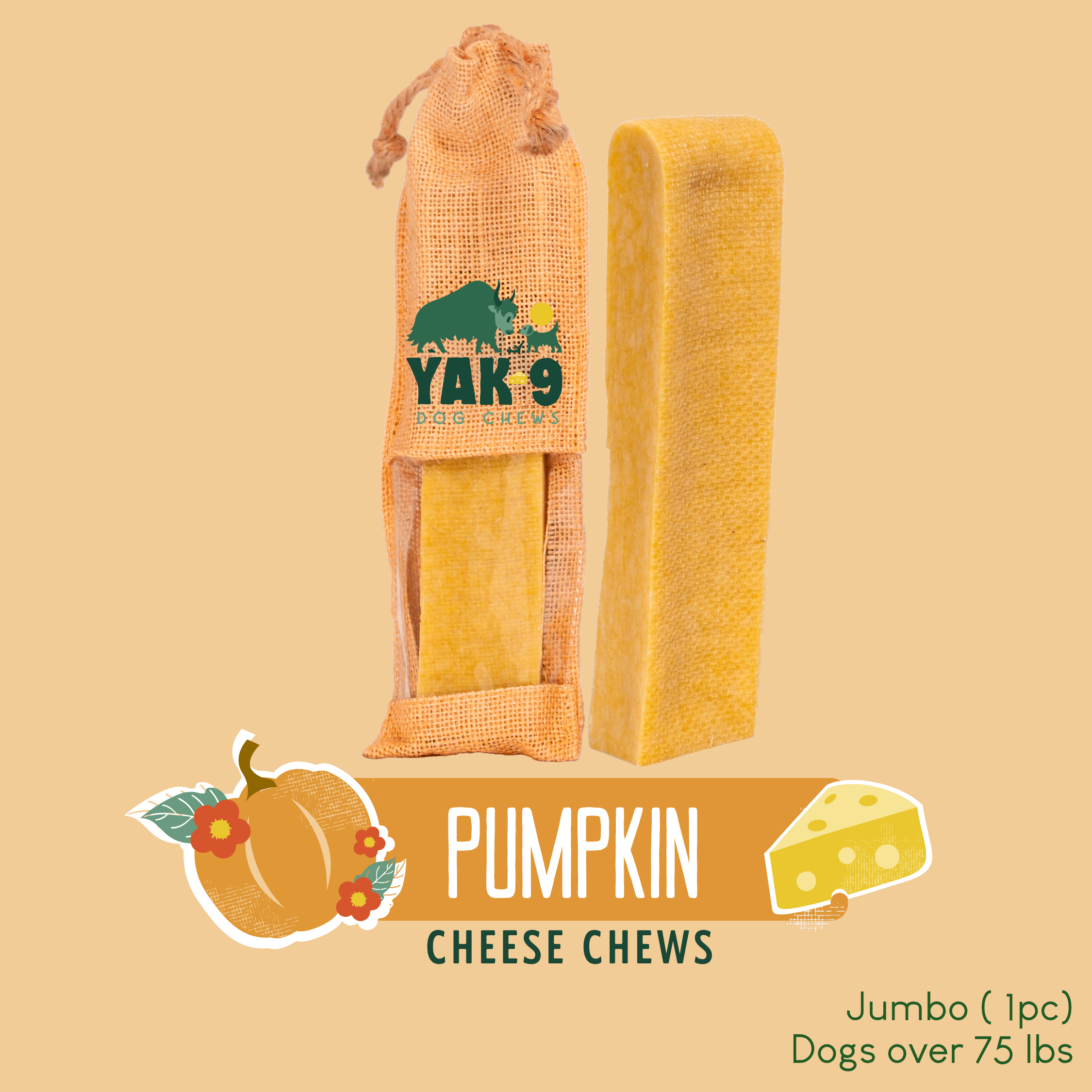 Pumpkin Yak Chews for Dogs PUMPKIN YAK CHEWS - Lazy Paper Club