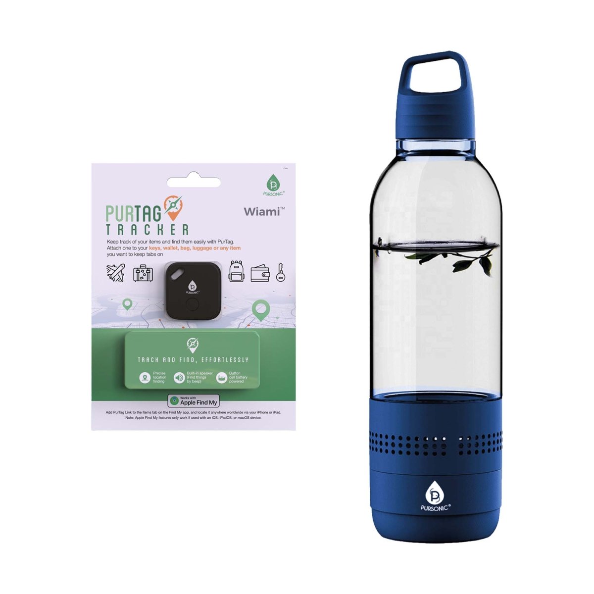 Pursonic 2-in-1 Water Bottle Speaker & Purtag Tracker Bundle – Hydration, Music & Security On the Go! - Lazy Paper Club