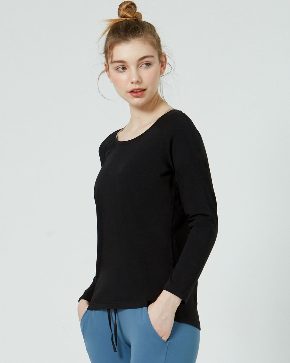 Rebody Essentials Scooped Long Sleeve Top - Lazy Paper Club