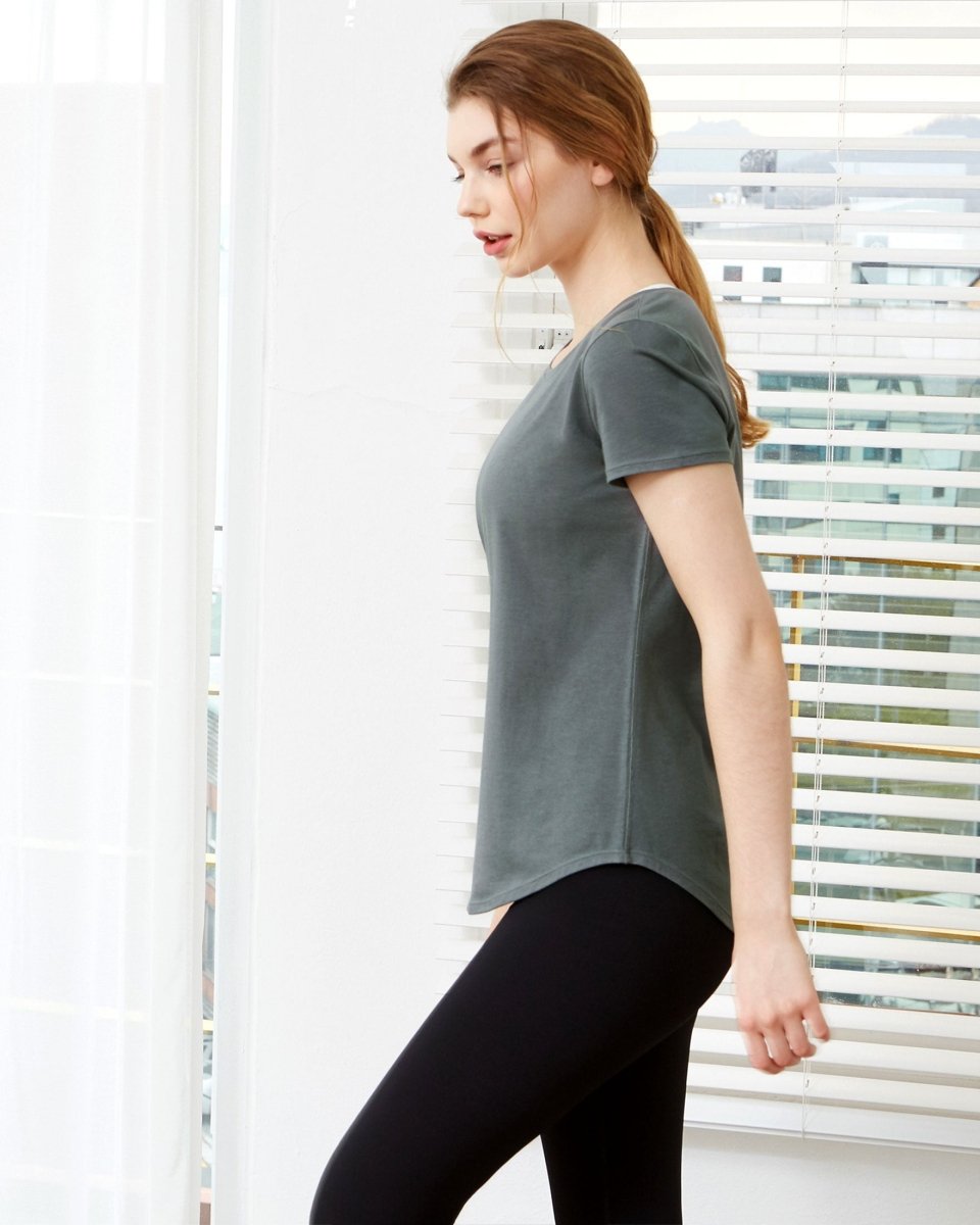 Rebody Essentials Scooped Short Sleeve Top - Lazy Paper Club