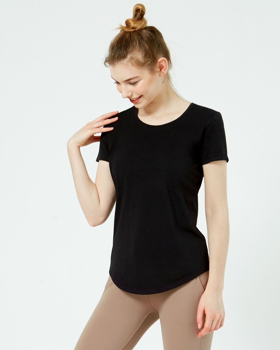 Rebody Essentials Scooped Short Sleeve Top - Lazy Paper Club