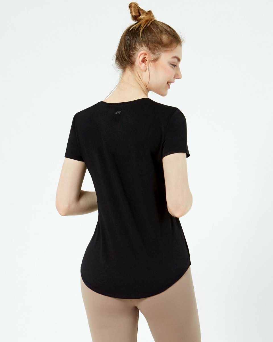 Rebody Essentials Scooped Short Sleeve Top - Lazy Paper Club