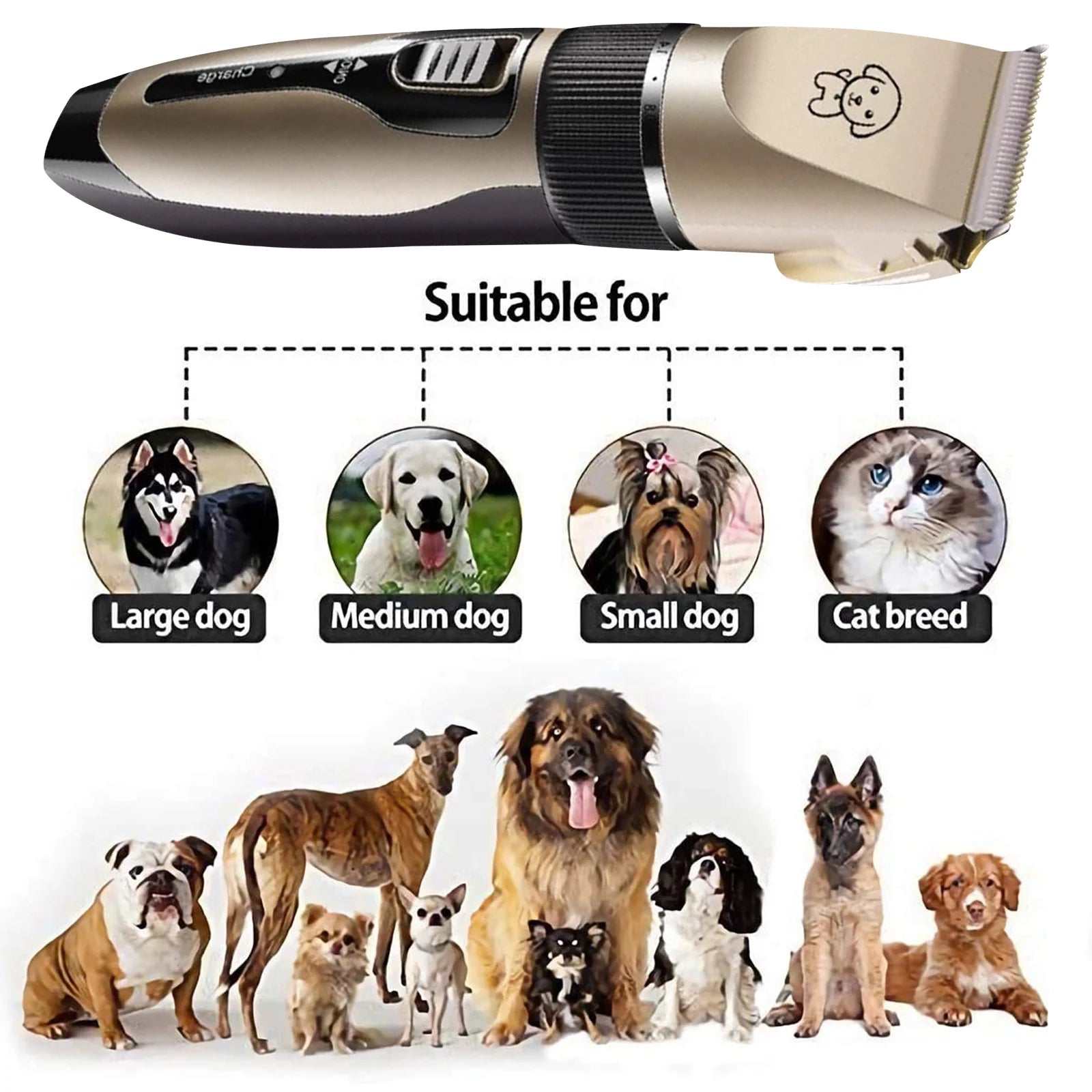 Rechargeable Dog Clippers, Low Noise Pet Shaver Dog Grooming Kit Cordless Professional Dog Hair Trimmer with Comb Scissors for Dogs Cats & Others - Lazy Paper Club