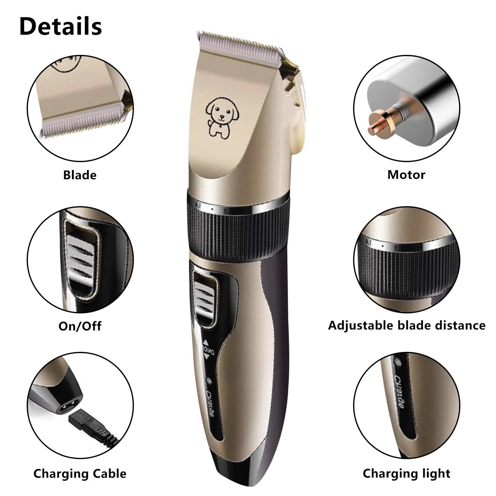Rechargeable Dog Clippers, Low Noise Pet Shaver Dog Grooming Kit Cordless Professional Dog Hair Trimmer with Comb Scissors for Dogs Cats & Others - Lazy Paper Club