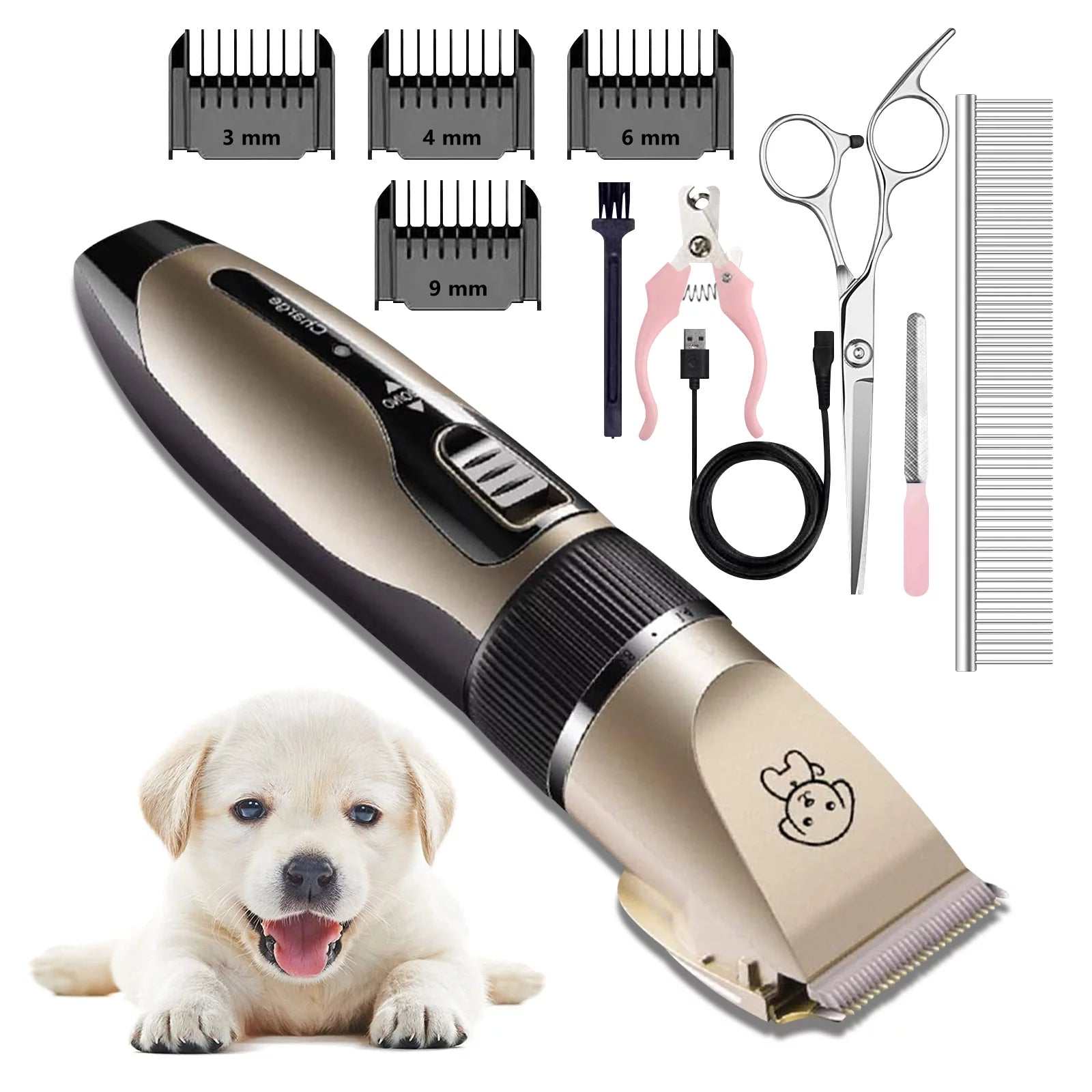 Rechargeable Dog Clippers, Low Noise Pet Shaver Dog Grooming Kit Cordless Professional Dog Hair Trimmer with Comb Scissors for Dogs Cats & Others - Lazy Paper Club