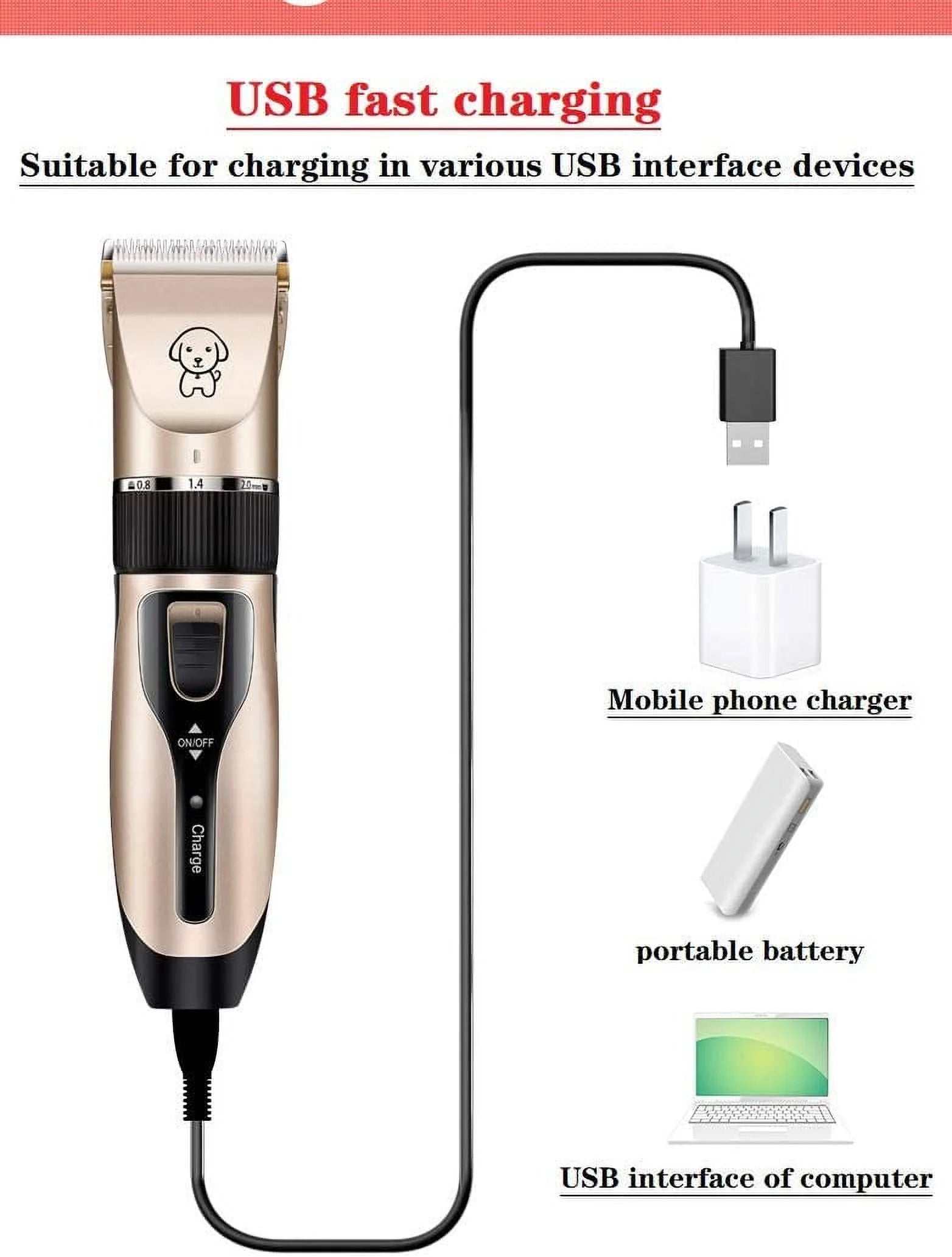 Rechargeable Dog Clippers, Low Noise Pet Shaver Dog Grooming Kit Cordless Professional Dog Hair Trimmer with Comb Scissors for Dogs Cats & Others - Lazy Paper Club