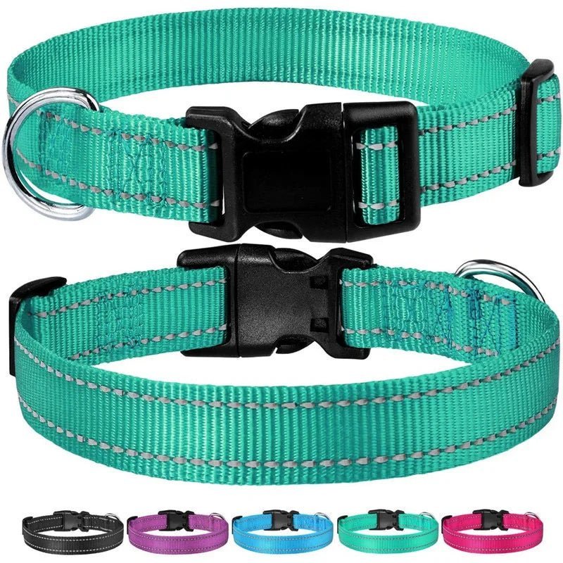 Reflective Nylon Dog Collar | Adjustable Safety Strap for Small and Medium Dogs - Lazy Paper Club