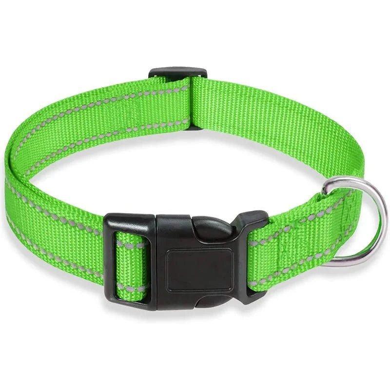 Reflective Nylon Dog Collar | Adjustable Safety Strap for Small and Medium Dogs - Lazy Paper Club