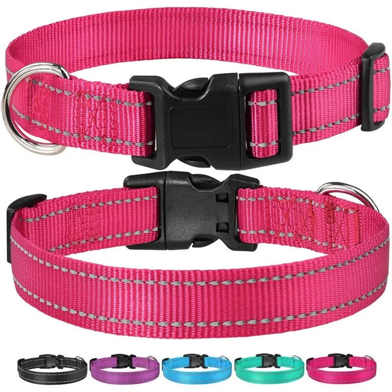 Reflective Nylon Dog Collar | Adjustable Safety Strap for Small and Medium Dogs - Lazy Paper Club