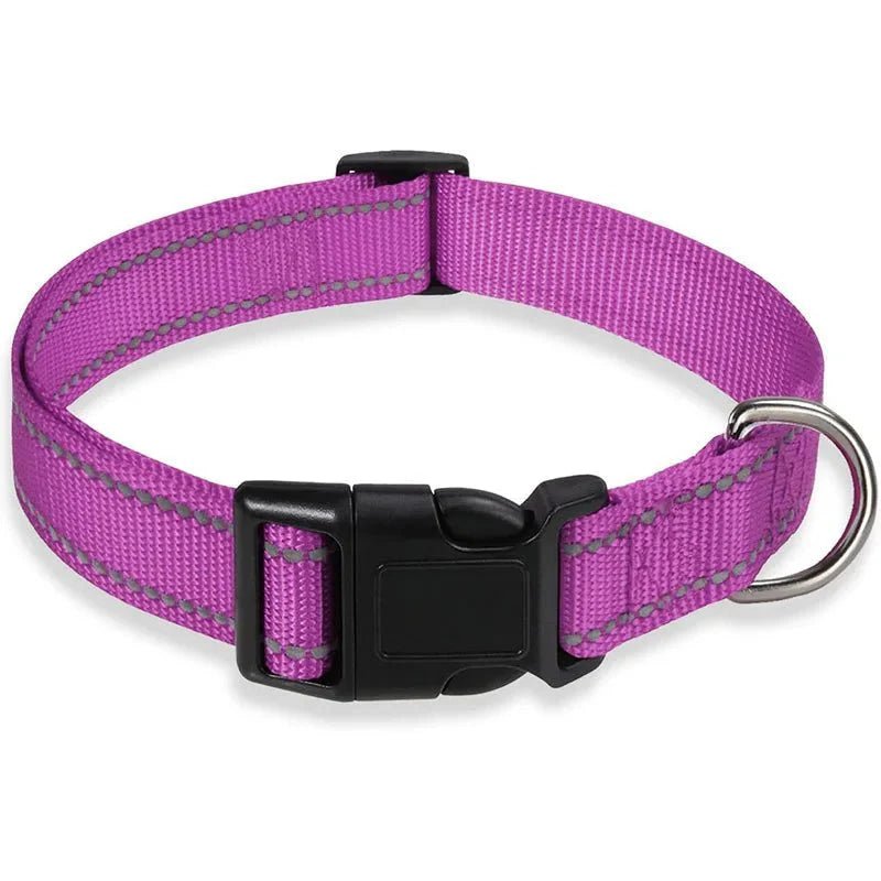 Reflective Nylon Dog Collar | Adjustable Safety Strap for Small and Medium Dogs - Lazy Paper Club