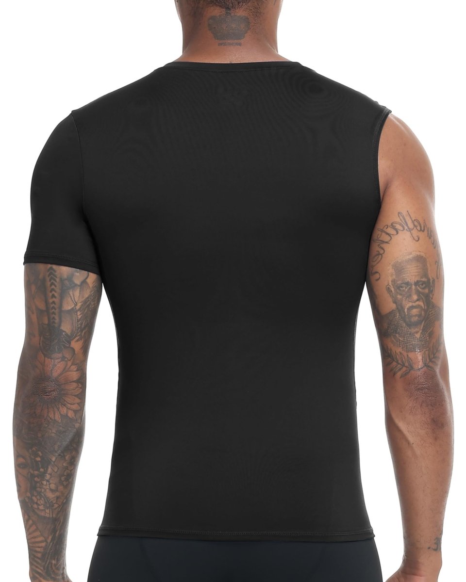 Roadbox Men's Compression Short Sleeve Athletic Shirt Black+White+Navy Size XL Activewear Tops - Lazy Paper Club