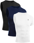 Roadbox Men's Compression Short Sleeve Athletic Shirt Black+White+Navy Size XL Activewear Tops - Lazy Paper Club