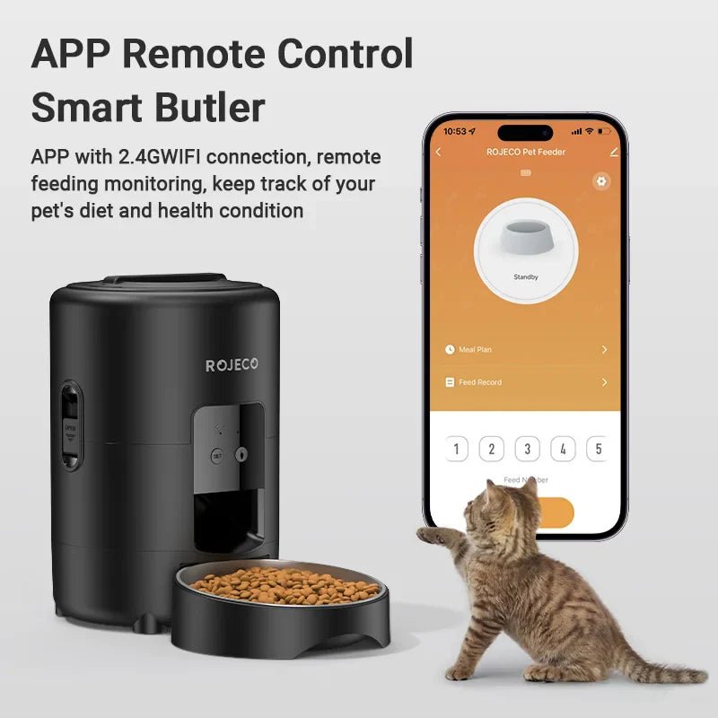 ROJECO 2L Automatic Pet Feeder | Smart WiFi Cat & Dog Food Dispenser - Lazy Paper Club