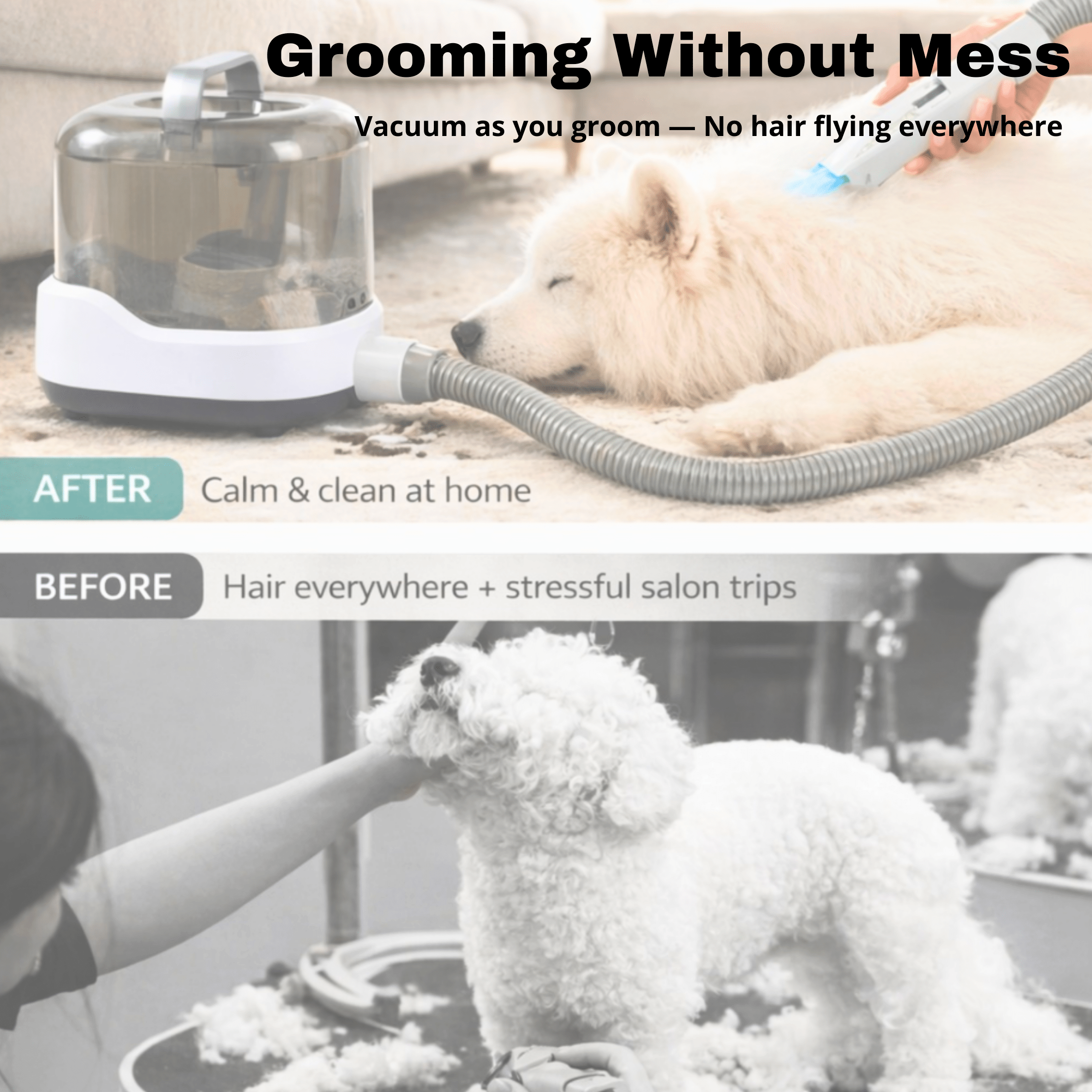 Salon Results at Home, Mess-Free | CalmCare™ Cordless Vacuum Grooming Kit by Dr. Milou - Lazy Paper Club