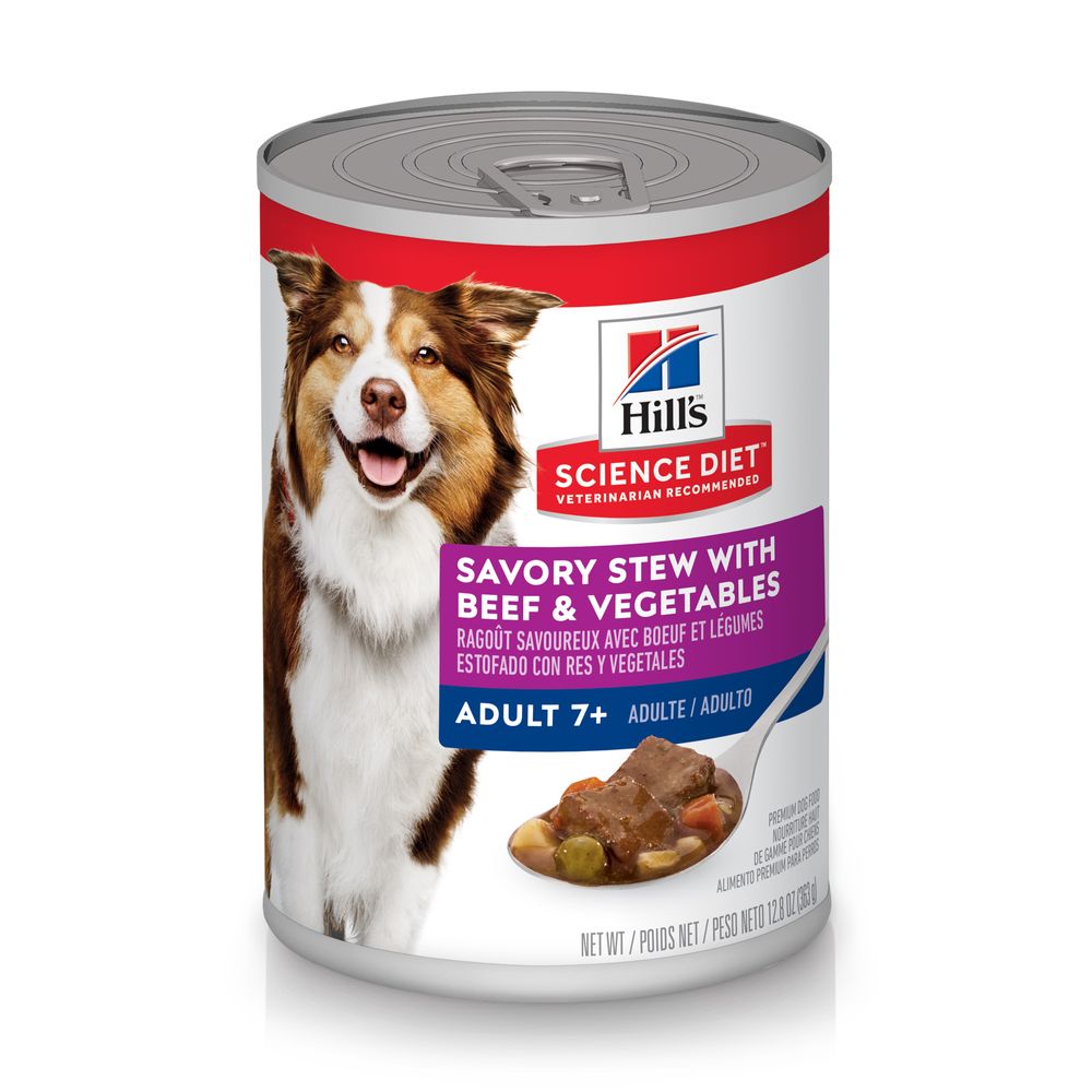 Science Diet Adult 7+ Savory Stew with Beef & Vegetables (12.8oz) Wet Dog Food - Lazy Paper Club