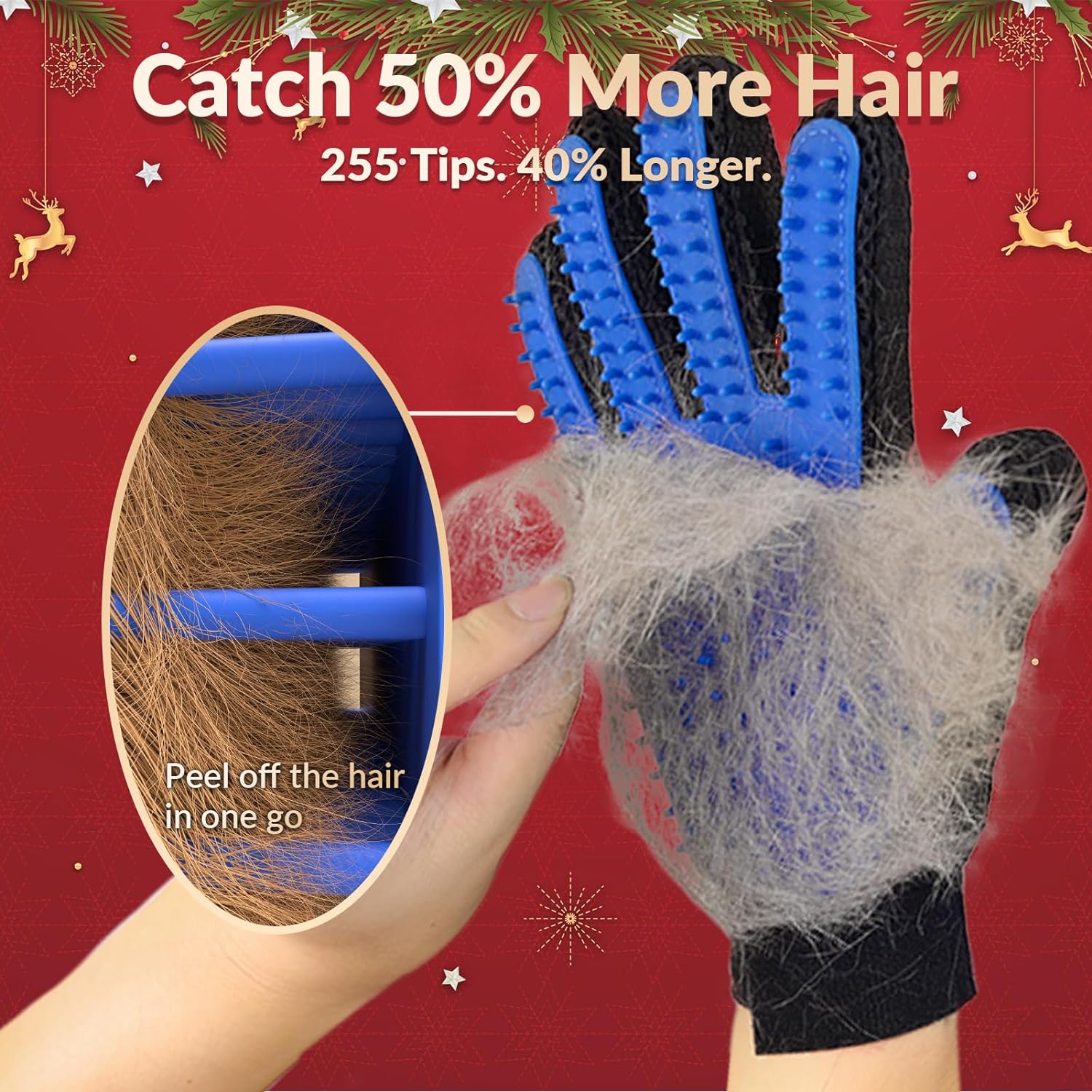 Silicone Pet Grooming Glove — 255-Tip Hair Remover Pet Supplies - Lazy Paper Club
