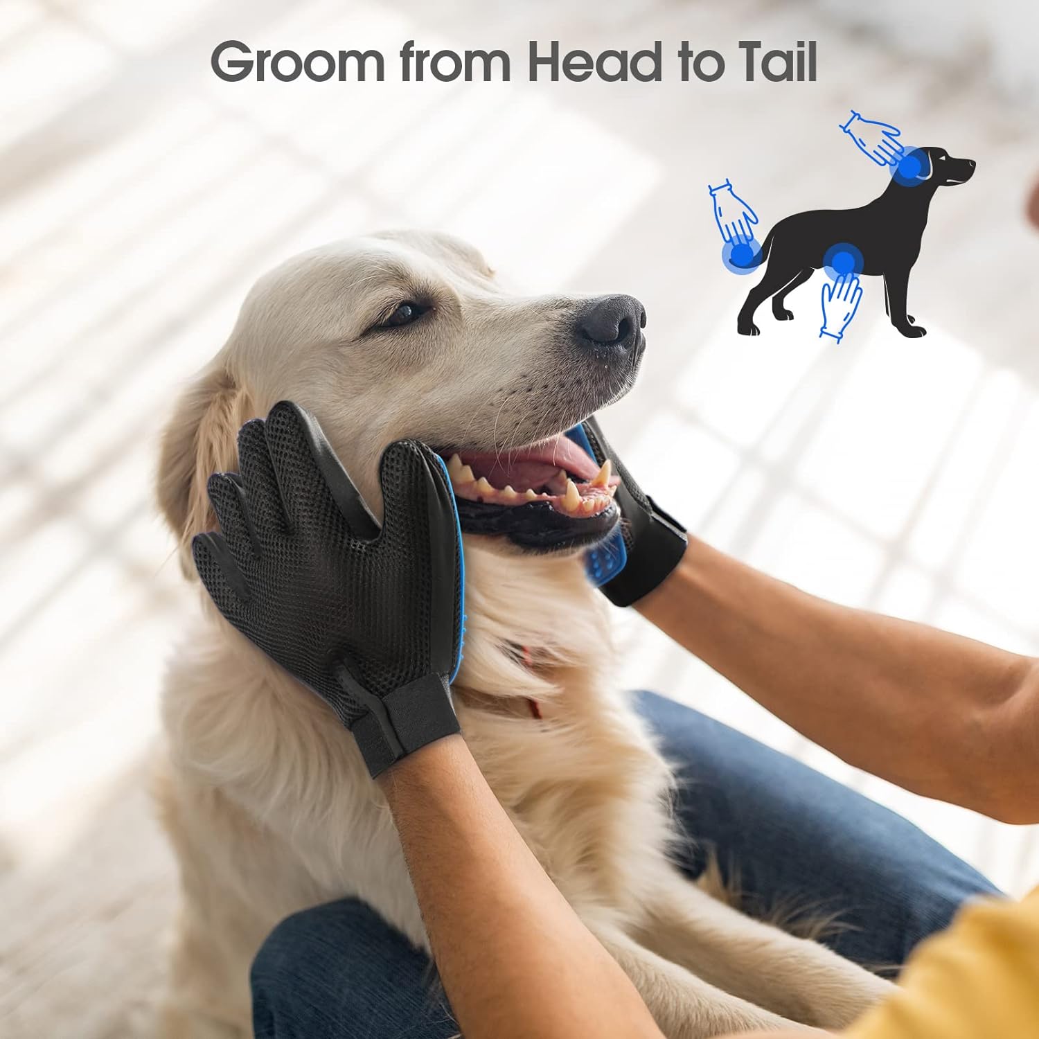Silicone Pet Grooming Glove — 255-Tip Hair Remover Pet Supplies - Lazy Paper Club