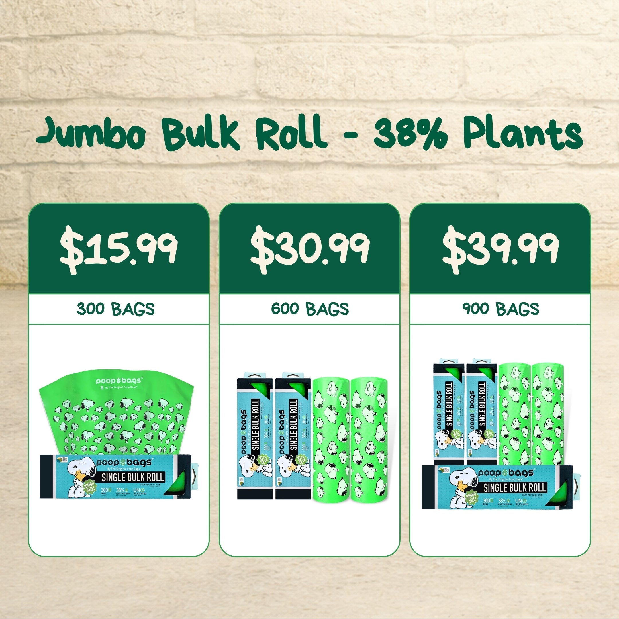 Snoopy® Jumbo Bulk Roll Poop Bags Bulk Roll Poop Bags - Lazy Paper Club