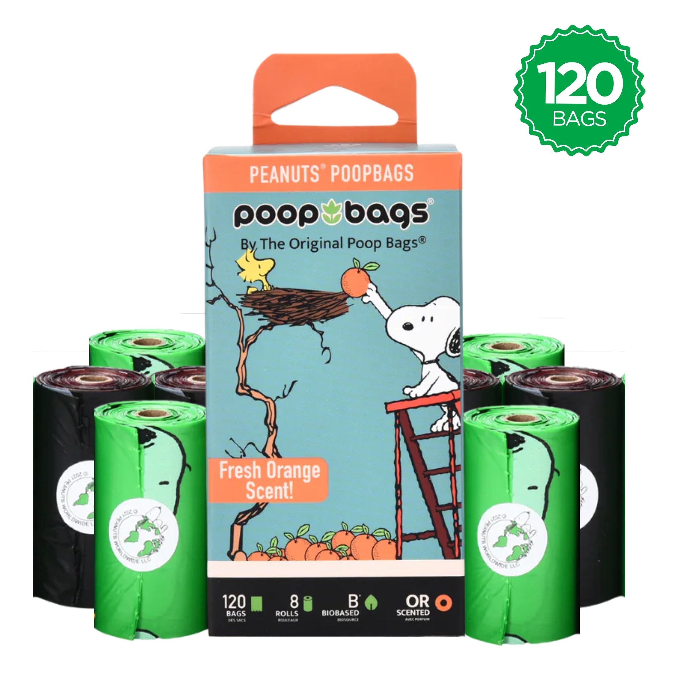 Snoopy® Orange Scented Leash Roll Poop Bags Leash Roll Poop Bags - Lazy Paper Club