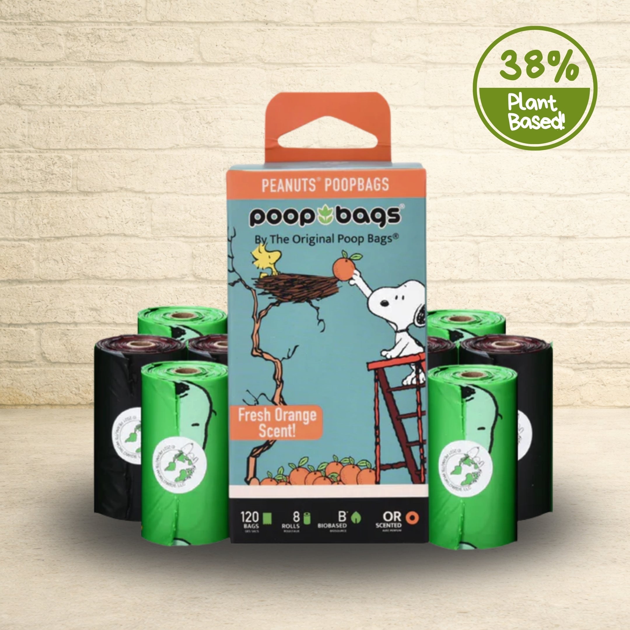 Snoopy® Orange Scented Leash Roll Poop Bags Leash Roll Poop Bags - Lazy Paper Club