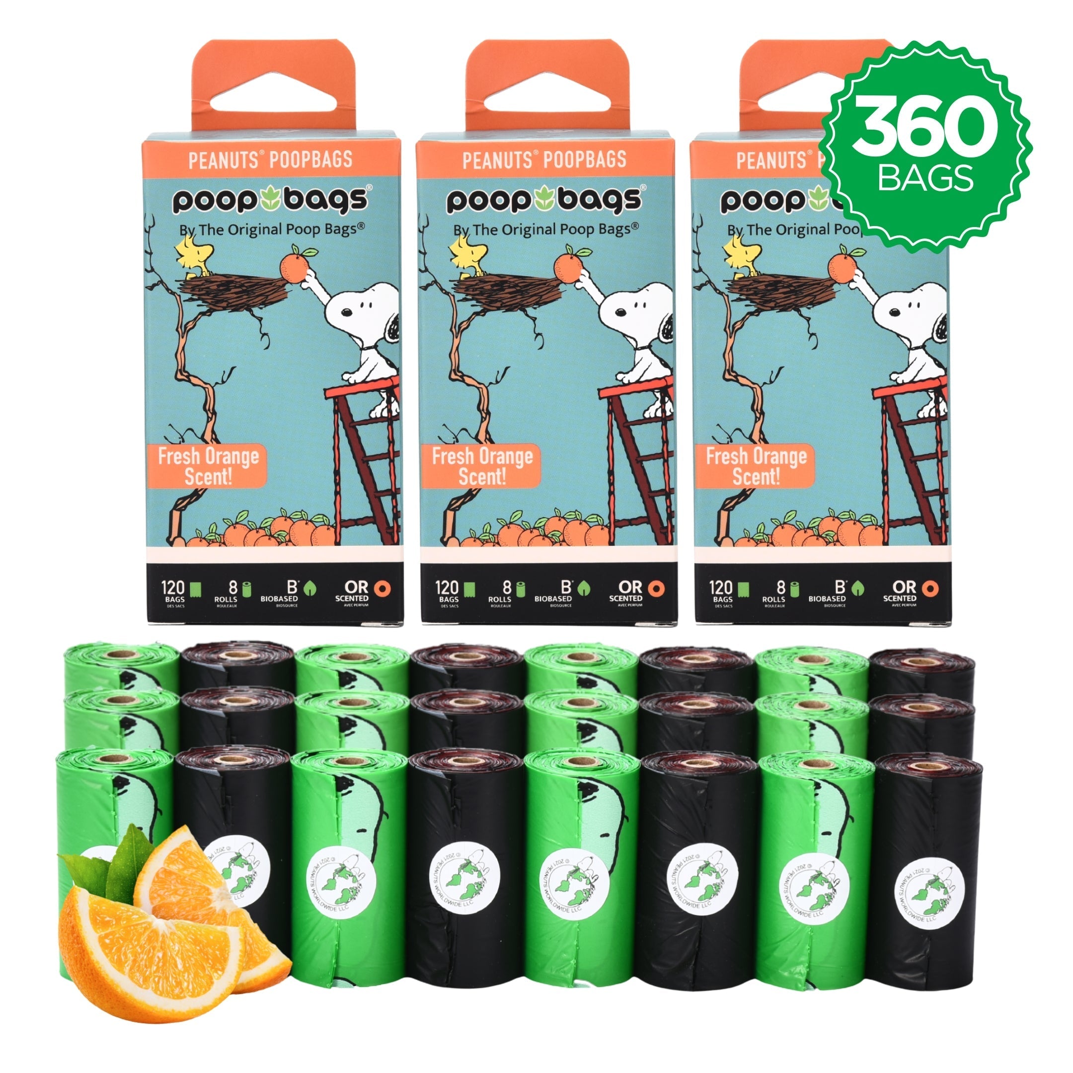 Snoopy® Orange Scented Leash Roll Poop Bags Leash Roll Poop Bags - Lazy Paper Club