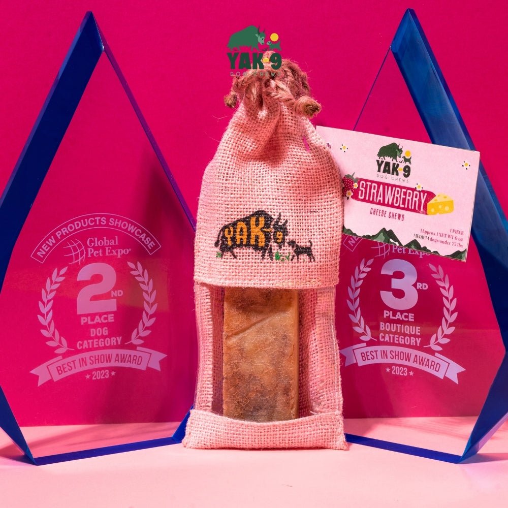 Strawberry Cheese Chews for Dogs STRAWBERRY YAK CHEESE CHEWS - Lazy Paper Club