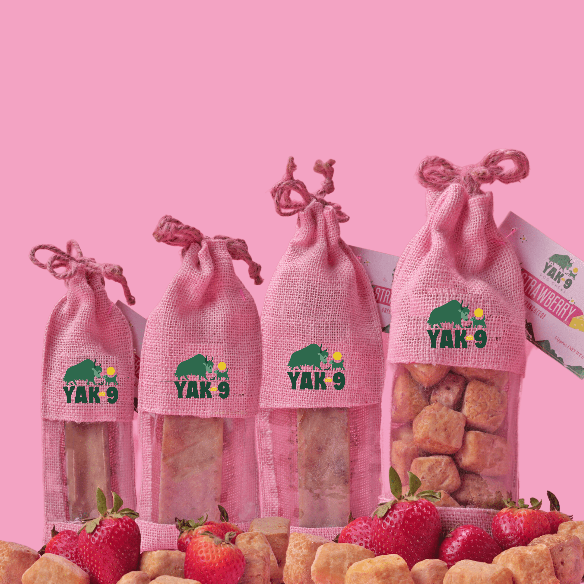 Strawberry Cheese Chews for Dogs STRAWBERRY YAK CHEESE CHEWS - Lazy Paper Club
