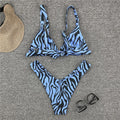 Stripe bikini High cut swimsuit women Triangle 2 pieces set Sexy swimwear Women Sports bathing suit beach wear swim - Lazy Paper Club