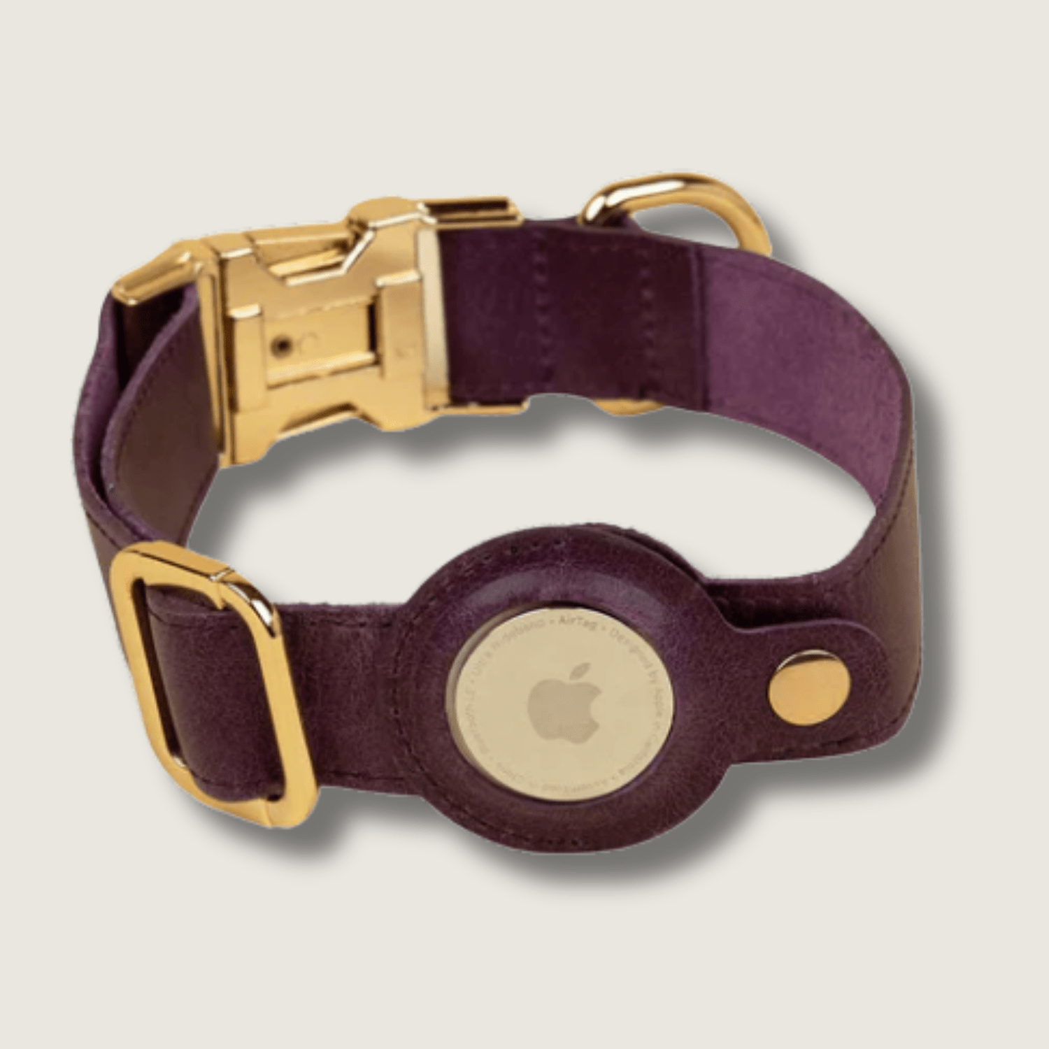 Stylish Leather AirTag Dog Collar - Purple - Davie Thin Leather Card Holder Wallet - Lazy Paper Club