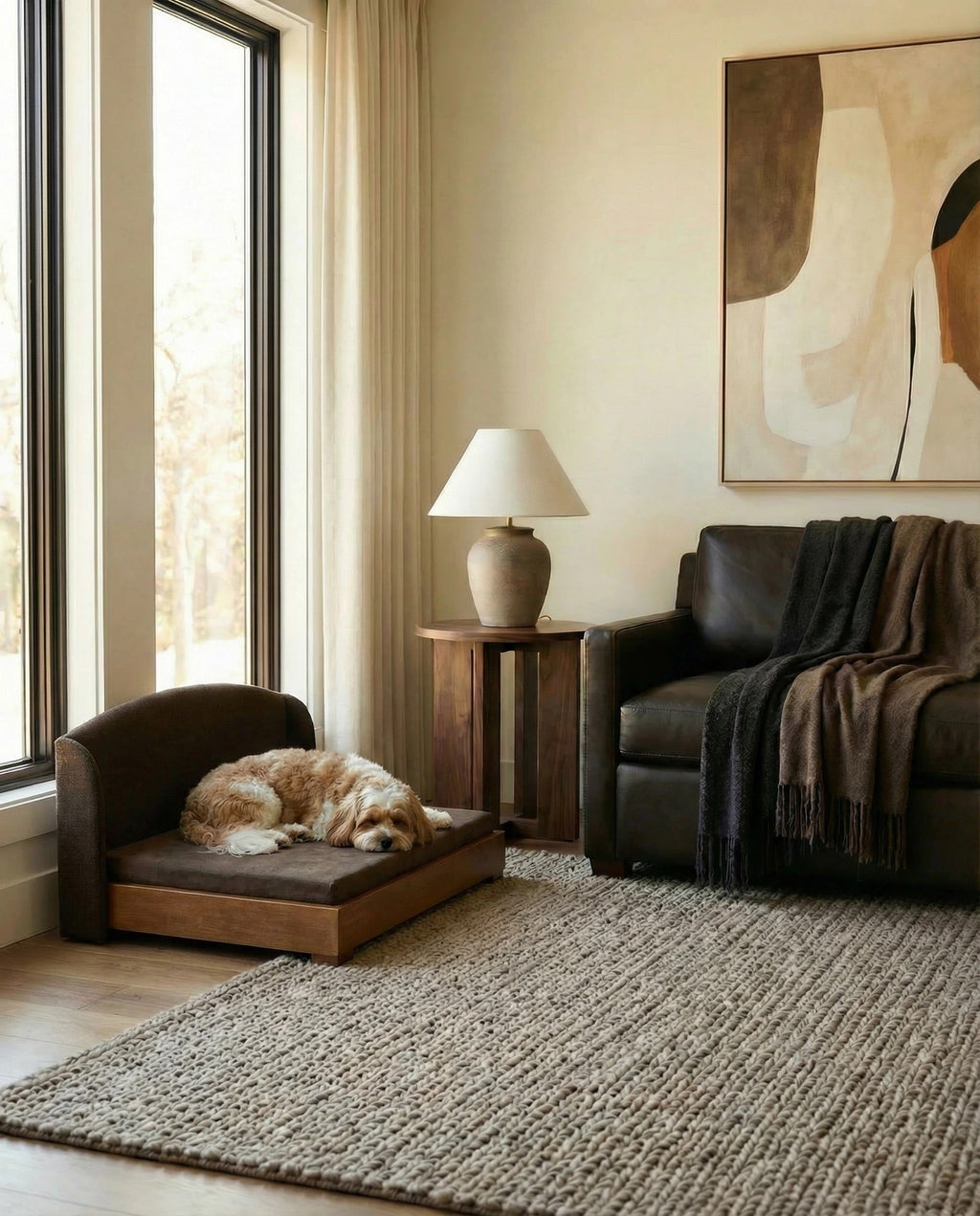 The Haven — Luxury Handcrafted Dog Bed | Solid Wood, Orthopedic, Waterproof lined Dog Bed - Lazy Paper Club