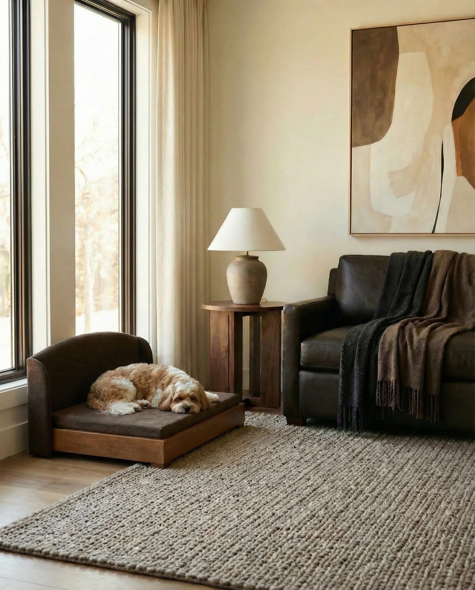 The Haven — Luxury Handcrafted Dog Bed | Solid Wood, Orthopedic, Waterproof lined Dog Bed - Lazy Paper Club