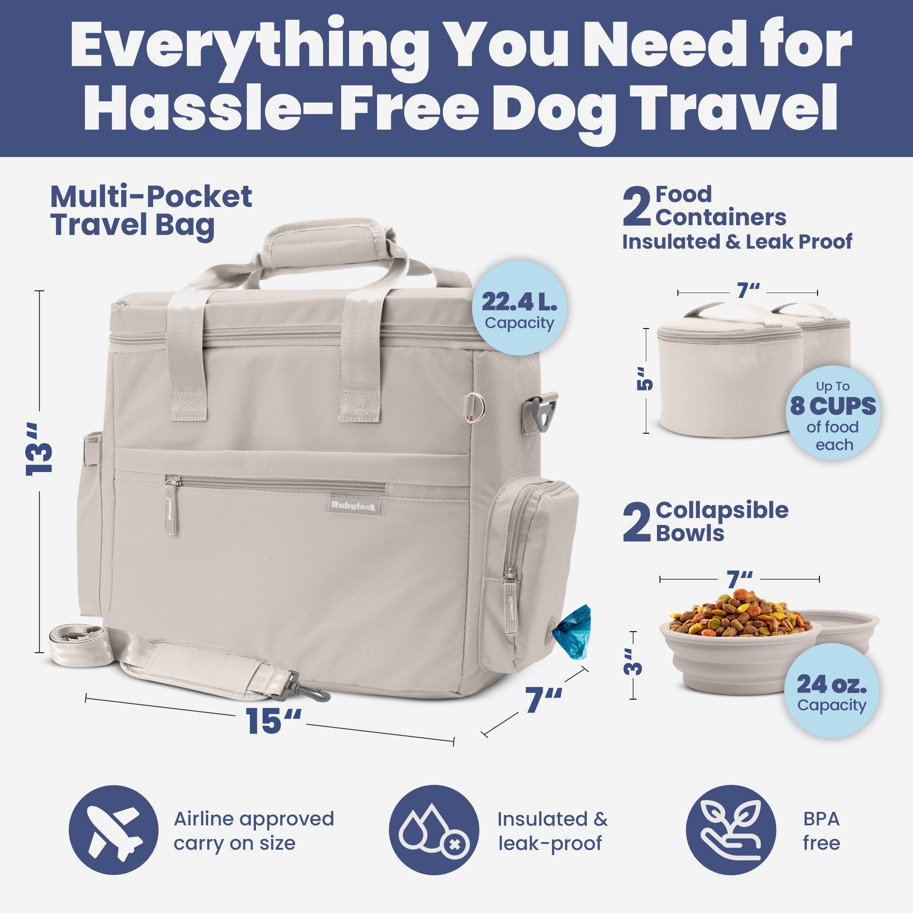 The Original Doggy Bag™ Dog Travel Bag for Supplies Dog Travel Bag for Supplies - Lazy Paper Club