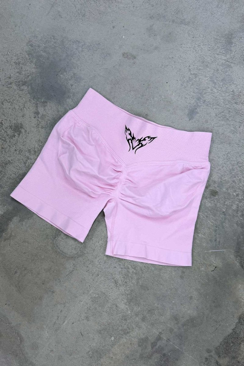 Tramp Stamp Mid Waist Gym Short shorts - Lazy Paper Club