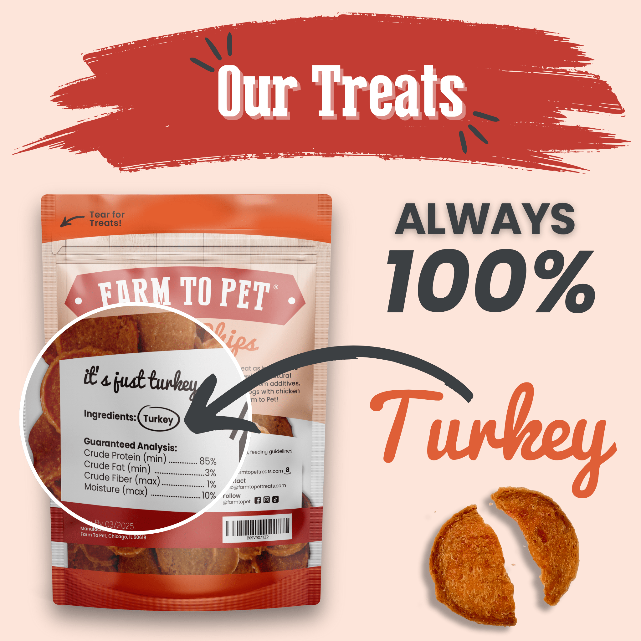 Turkey Chips for Dogs | All-Natural Single-Ingredient Healthy Dog Treats Chip - Lazy Paper Club