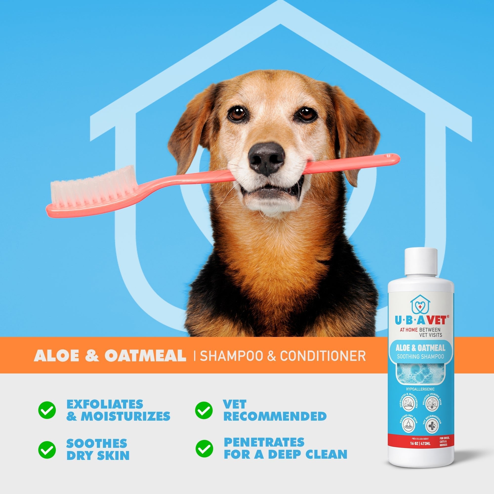 UBAVET Aloe & Oatmeal Shampoo for Dogs & Cats – Gentle, Moisturizing Cleanser for Sensitive Skin (16.9 fl oz / 500ml) Shampoo - Lazy Paper Club