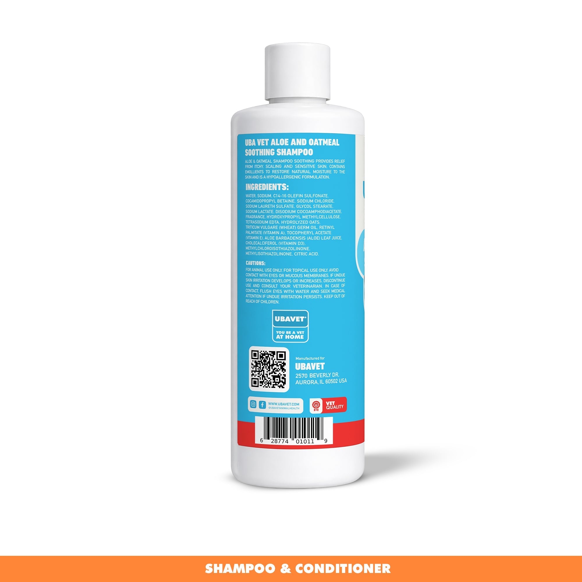 UBAVET Aloe & Oatmeal Shampoo for Dogs & Cats – Gentle, Moisturizing Cleanser for Sensitive Skin (16.9 fl oz / 500ml) Shampoo - Lazy Paper Club