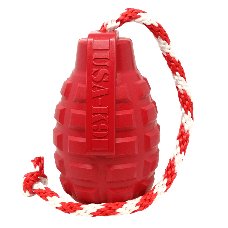 USA-K9 Grenade Rubber Dog Chew Toy | K9 Handler Reward Toy | Blue | USA Made Rubber Dog Toys - Lazy Paper Club