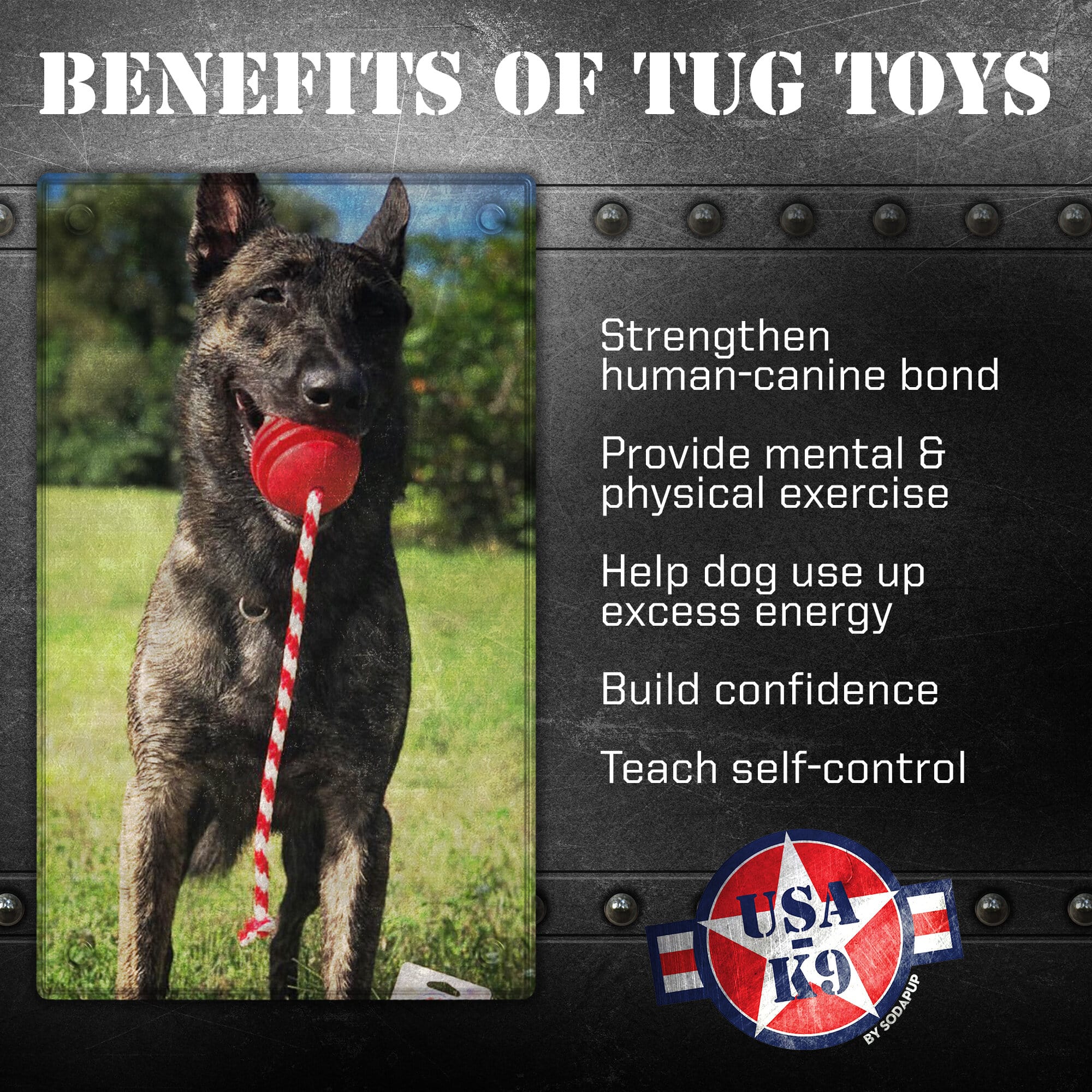 USA-K9 Stars and Stripes Rubber Dog Toy | K9 Handler Reward Toy | Red | USA Made Rubber Dog Toys - Lazy Paper Club